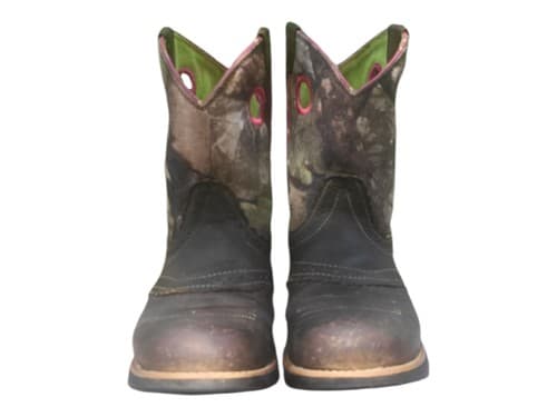 Ariat Boots Pink Camo Brown Leather Fatbaby Boots Size 4.5 Youth - Thumbnail 3
