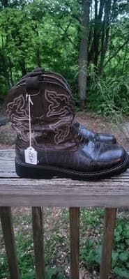 Roper Aligator Textured Dark Brown Ladies Chunky Boots Ricochet Womens 10 - Thumbnail 2
