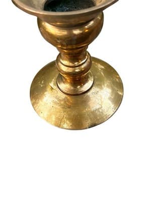 Vintage Large Heavy Brass Pricket Candle Holder Made In Hong Kong - Thumbnail 5