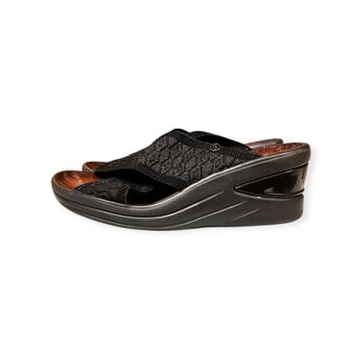 Bzees Desire Black stretch fabric Criss Cross Slide Sandal Women 8.5M - Thumbnail 4