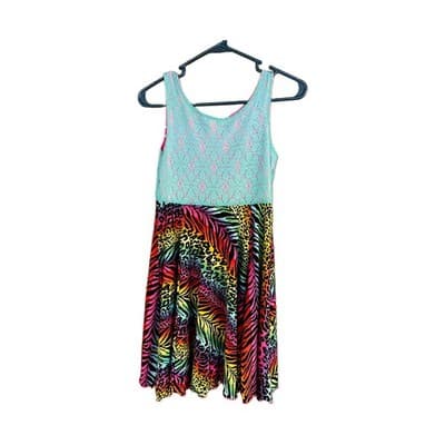 EMILY WEST GIRLS SIZE 12 REVERSIBKE DRESS Pink Polka Dot/Zebra Print - Thumbnail 4