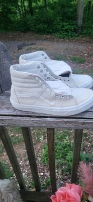 Vans SK8 HI Triple White Canvas High Top Skateboard Shoes Women's Size 8.5 - Thumbnail 3