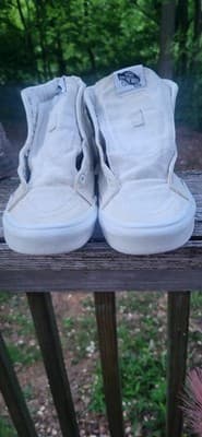 Vans SK8 HI Triple White Canvas High Top Skateboard Shoes Women's Size 8.5 - Thumbnail 2