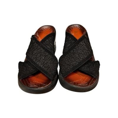 Bzees Desire Black stretch fabric Criss Cross Slide Sandal Women 8.5M - Thumbnail 8