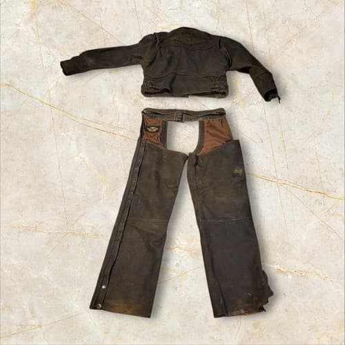 Harley Davidson American Legend Billings Distressed Leather Jacket and Chaps L - Thumbnail 2