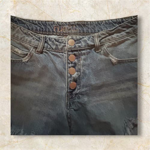 Rue 21 Jean Shorts Junior Size 6 Low Rise Waisted Blue Stretch Denim - Thumbnail 2