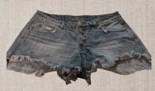 Rue 21 Jean Shorts Junior Size 6 Low Rise Waisted Blue Stretch Denim