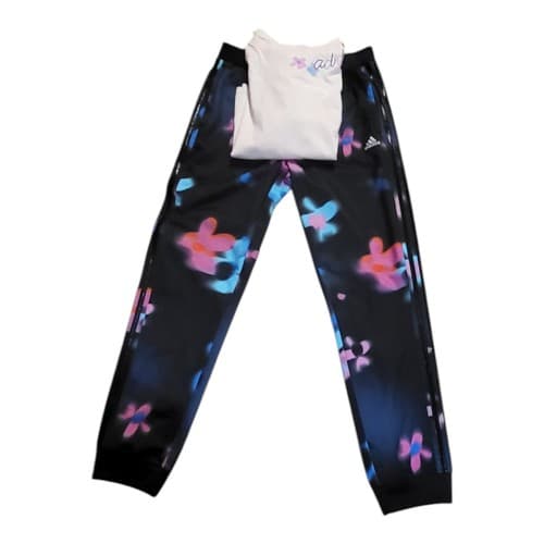 Adidas Girls Active Pants Size L 14 Multicolor Regular Fit WITH Matching SHIRT
