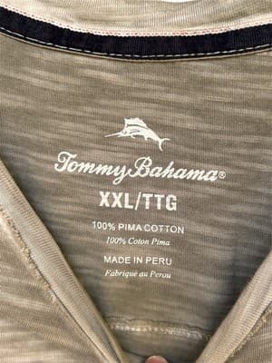 Tommy Bahama Men's 2XL 100% Pima Cotton Gray Short Sleeve T-Shirt - Thumbnail 3