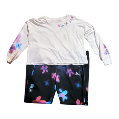Adidas Girls Active Pants Size L 14 Multicolor Regular Fit WITH Matching SHIRT - Thumbnail 2