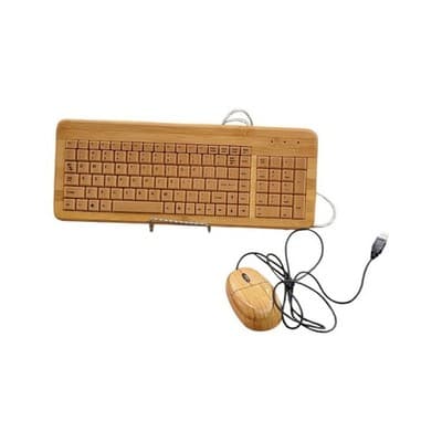 2.4G Bamboo PC Keyboard Combo Wired Keyboard For Desktop - Thumbnail 4