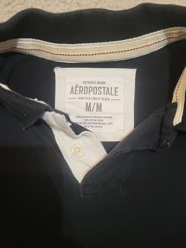 Aeropostale Long Sleeve Rugby Shirt Mens M Black Y2K Embroidered Polo Bulldog - Thumbnail 2