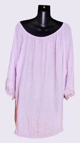 Est. 1946 blouse boho gauze lacey flowy Lilac smocked top Size 26/28 - Thumbnail 2