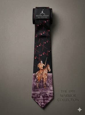 Michael Jordan Vintage 1991 Bugatchi Uomo Warrior Horse Silk Tie