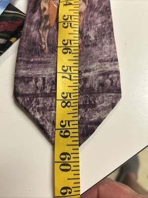 Michael Jordan Vintage 1991 Bugatchi Uomo Warrior Horse Silk Tie - Thumbnail 5