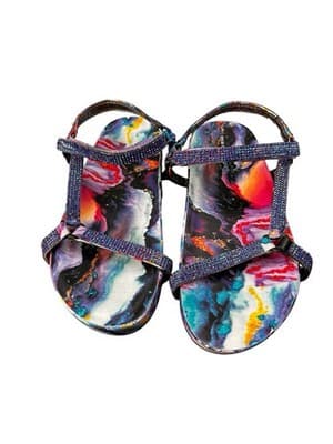 Madden Girl M Royal Sandals Tie Dye Bling Youth Size 4 Women's Size 6/7