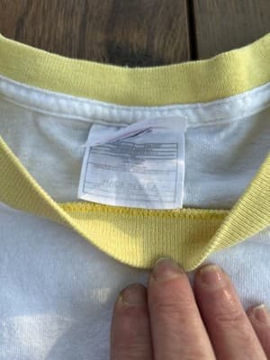Nike Ringer T-Shirt Swoosh Logo Adult S Vintage Retro 80’ S Yellow Trim - Thumbnail 3