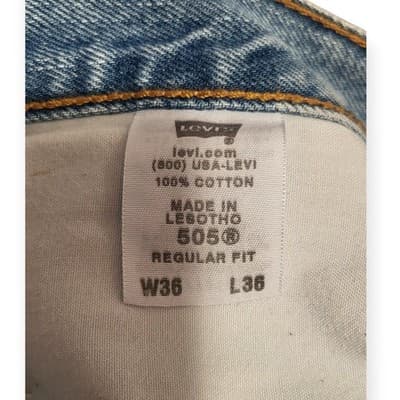Levi's 505 Regular Fit Straight 36x36 100% Cotton Denim Blue Jeans - Thumbnail 5