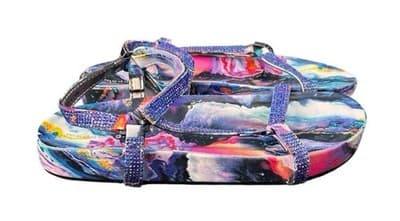 Madden Girl M Royal Sandals Tie Dye Bling Youth Size 4 Women's Size 6/7 - Thumbnail 2