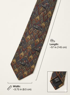 Vintage Harley Davidson Motorcycle Neck Tie Ralph MARLEY 1994 100% SILK USA - Thumbnail 2