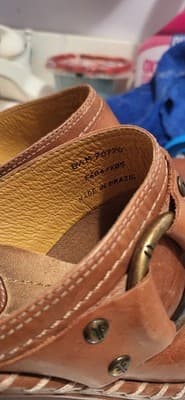 Frye Mules Women's 8.5 Brown Leather Studded Stitched Buckle Heel - Thumbnail 6