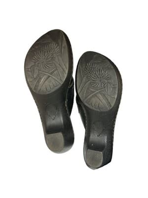 Born Womens Flip Flop Sandals Brown Buckle Platform Heels Leather Slip Ons 8 M - Thumbnail 5