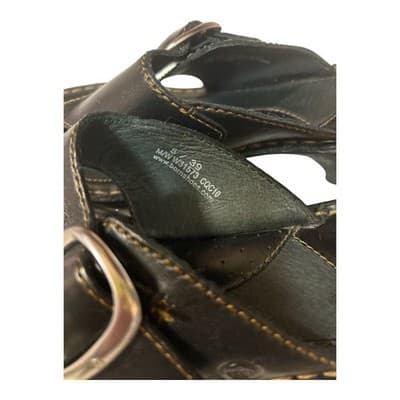 Born Womens Flip Flop Sandals Brown Buckle Platform Heels Leather Slip Ons 8 M - Thumbnail 4
