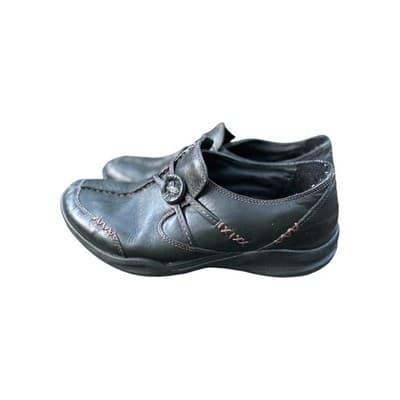 Clarks Black Leather Wave Run Slip-On Loafers Women Size 7M Shoes - Thumbnail 2