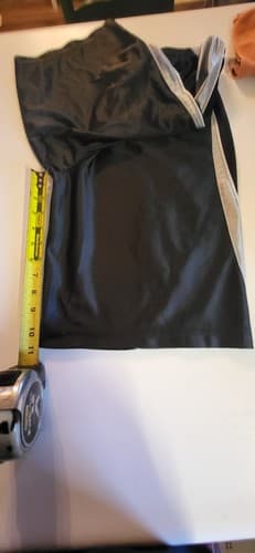 L Men Nike Athletic Basketball Shorts Black Gray White Stripe Polyester EUC - Thumbnail 3
