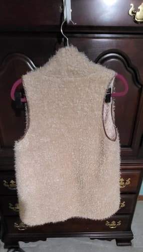 Hopely Womens Faux Fur Vest Size Small Beige Pockets Open Front - Thumbnail 6