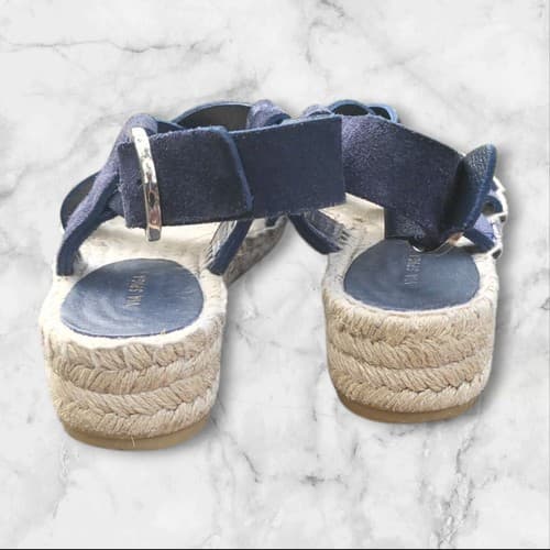 VIA SPIGA Gia Espadrille Low Wedge Heel Sandal Merlin Blue Suede - Size 6 - Thumbnail 3