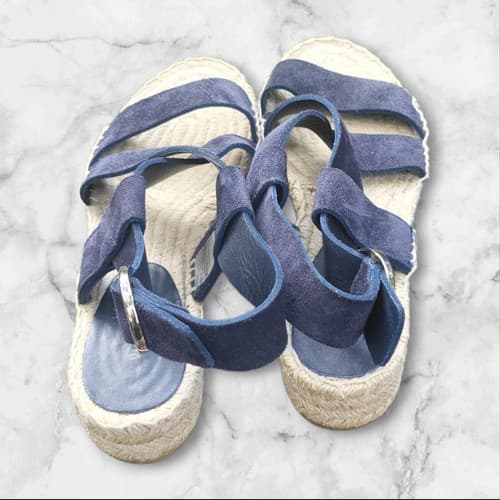 VIA SPIGA Gia Espadrille Low Wedge Heel Sandal Merlin Blue Suede - Size 6 - Thumbnail 2