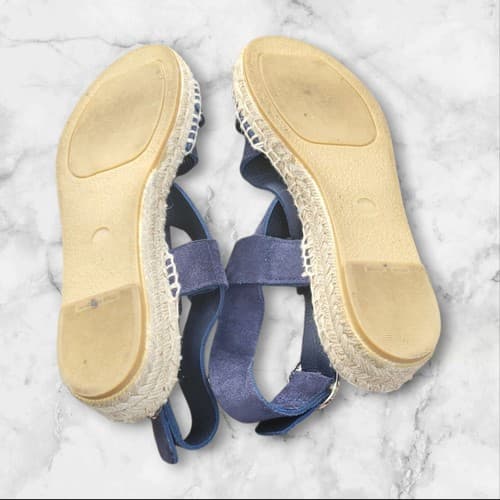 VIA SPIGA Gia Espadrille Low Wedge Heel Sandal Merlin Blue Suede - Size 6 - Thumbnail 4