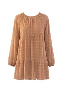 Boho Easel Los Angeles Dress Flowy Ruffle Rust Color Sz Sm Long Sleeve NWT