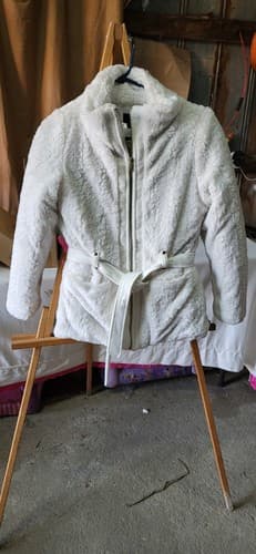 iZ BYER Girls Faux Fur Winter Jacket WHITE FUZZY SIZE L 14