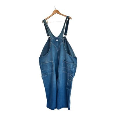 Liberty Jean Bib Overalls Mens Blue Medium Wash Carpenter Work Size 54x30 - Thumbnail 2
