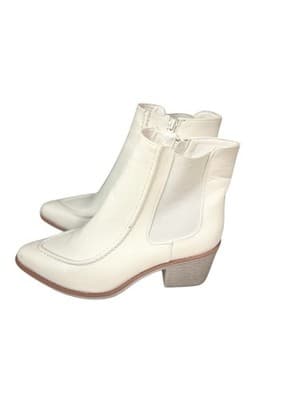 Pierre Dumas Canny Ankle Bootie White Side Zip Size 9 Chelsea Western - Thumbnail 3