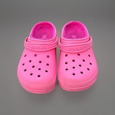 Crocs Unisex Classic Lined Fuzzy Slippers Clog Fuchsia Size 5 - Thumbnail 2