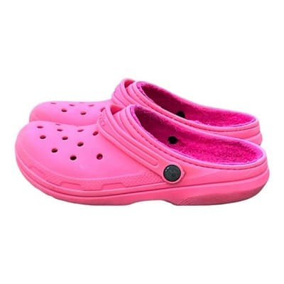 Crocs Unisex Classic Lined Fuzzy Slippers Clog Fuchsia Size 5 - Thumbnail 4