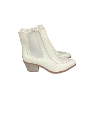 Pierre Dumas Canny Ankle Bootie White Side Zip Size 9 Chelsea Western - Thumbnail 2