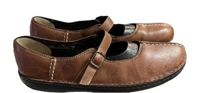 Clark’s Size 9 Leather Brown Appely Walk Mary Jane Shoes - Thumbnail 2