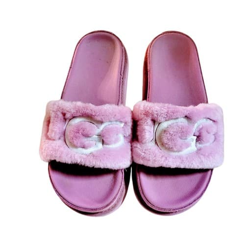 UGG Womens Laton Fur Slide Sandal California Aster 1111236 Pink Size 7
