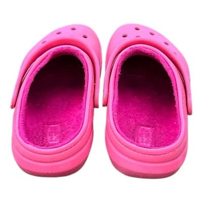Crocs Unisex Classic Lined Fuzzy Slippers Clog Fuchsia Size 5 - Thumbnail 3