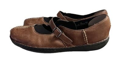 Clark’s Size 9 Leather Brown Appely Walk Mary Jane Shoes - Thumbnail 4