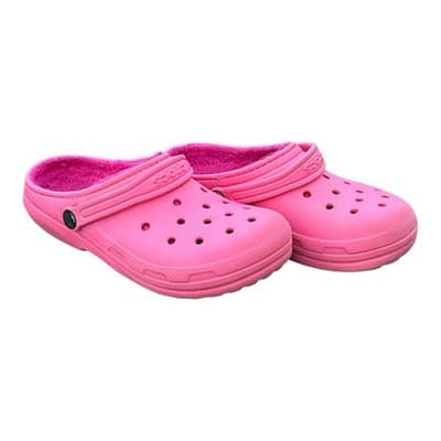 Crocs Unisex Classic Lined Fuzzy Slippers Clog Fuchsia Size 5