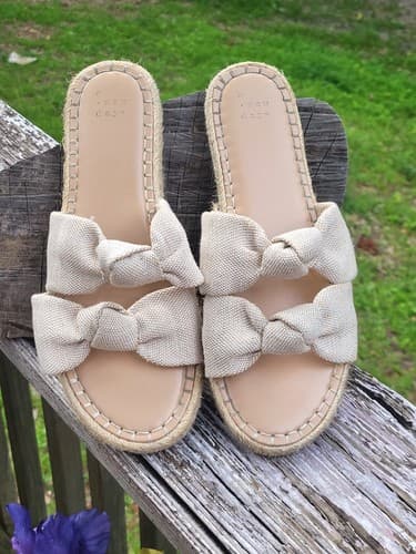 A New day Women's Sandals Mriam Bouble Knotted Espadrille slide Cream Size 10