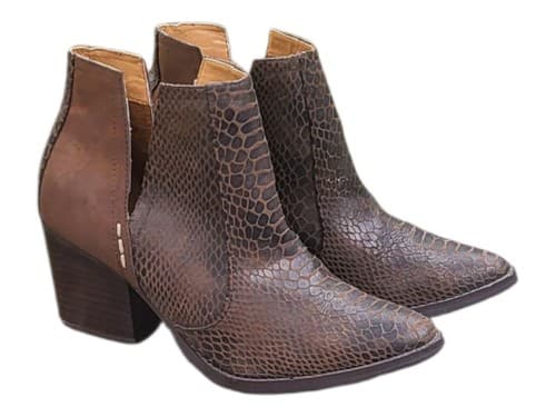 Laura Marano By Not Rated Women Bootie Sz 6.5 Brown Black Faux Snakeskin Nice