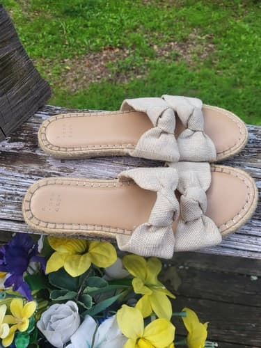 A New day Women's Sandals Mriam Bouble Knotted Espadrille slide Cream Size 10 - Thumbnail 3