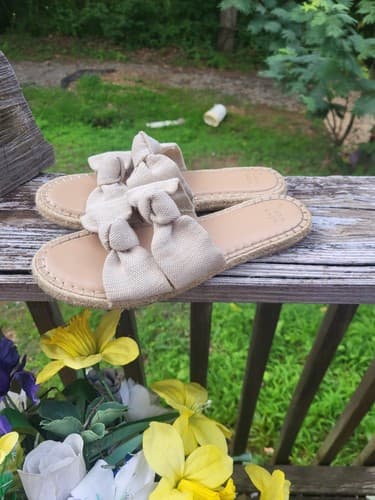 A New day Women's Sandals Mriam Bouble Knotted Espadrille slide Cream Size 10 - Thumbnail 4