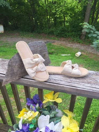 A New day Women's Sandals Mriam Bouble Knotted Espadrille slide Cream Size 10 - Thumbnail 2